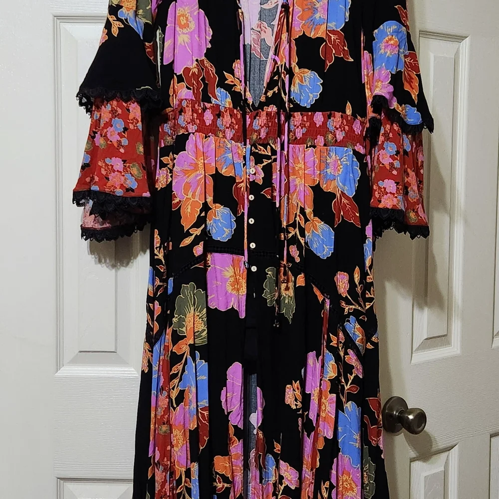 Free People Floral Maxi Dress - Black, Red, Pink, Blue - Picture 5 of 10